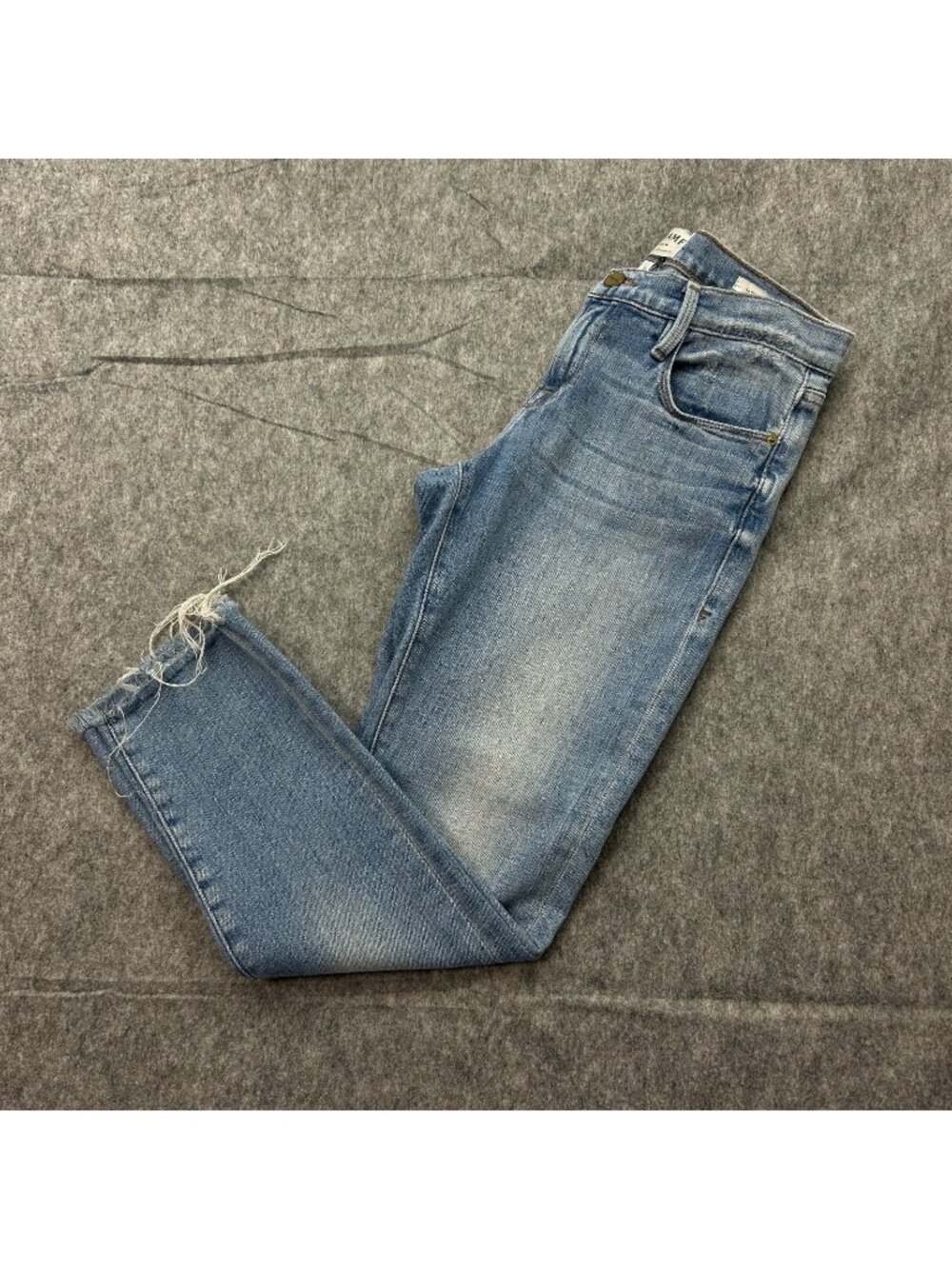 Frame Le Garcon Crop Jeans Women's Size 25 Frayed Hem Seagurt Medium Wash Denim
